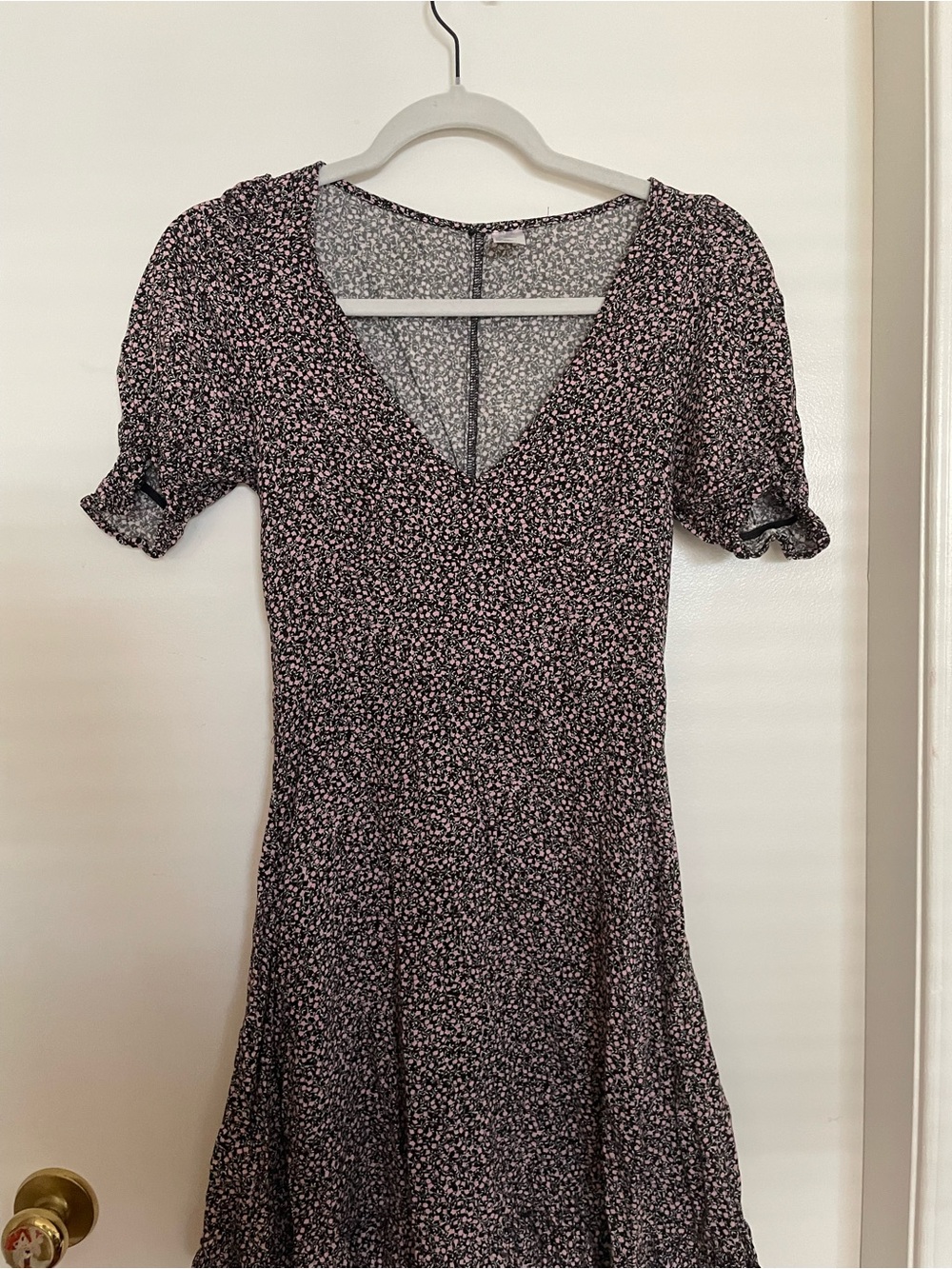 H&M Black Mini Dress with Pink Floral Print